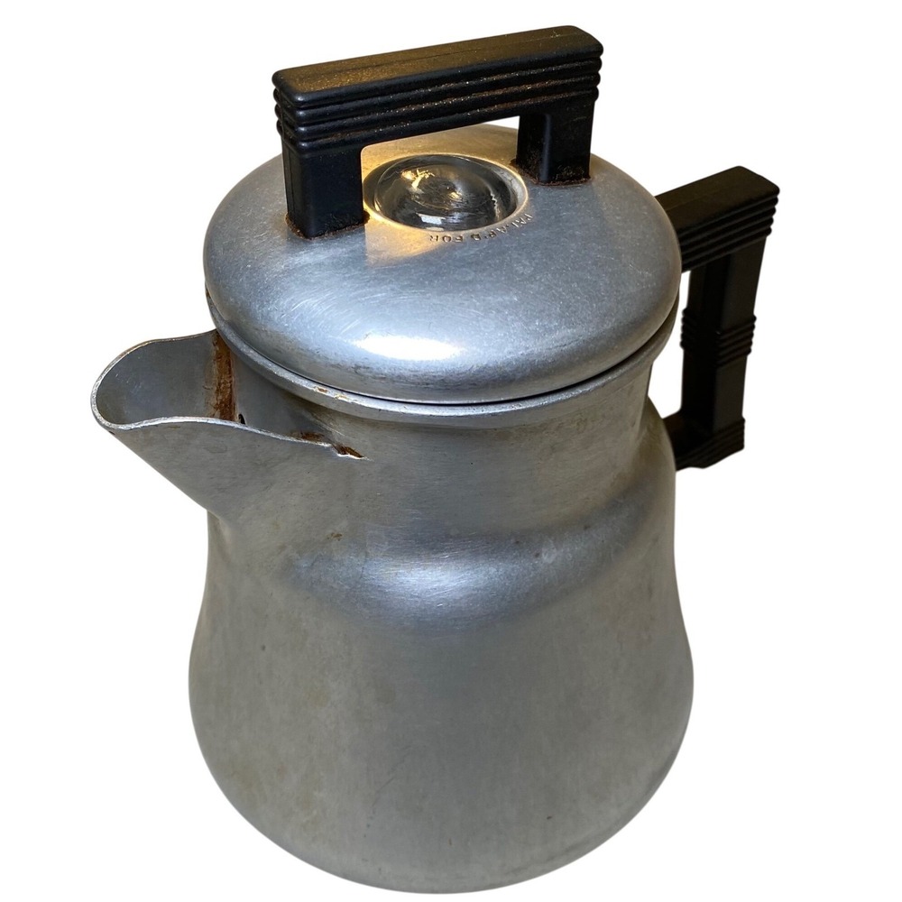 Wear-Ever No. 3004 Vintage Aluminum Coffee Percolator 4 Cup Complete USA